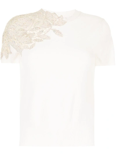 Ermanno Scervino Floral Lace-embroidered Top In Weiss