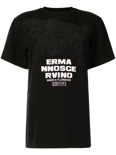 Ermanno Scervino Lace-panel Cotton T-shirt In Schwarz