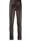 P.a.r.o.s.h Brown Leather Leggings - Atterley In Braun