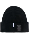 MCQ BY ALEXANDER MCQUEEN LOGO-PATCH RIBBED WOOL BEANIE