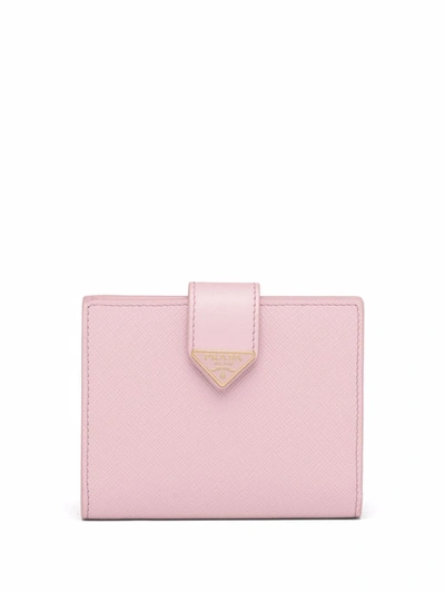 Prada Small Logo-plaque Saffiano Wallet In Rosa