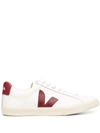 Veja Esplar White Leather Sneakers In White And Red
