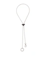 Prada Triangle Logo Keychain Necklace In Silber