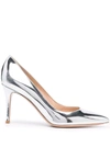 Gianvito Rossi Metallic Napa Open-toe Pumps In Grau