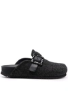 Le Silla Rita Buckle-embellished Slippers In Schwarz