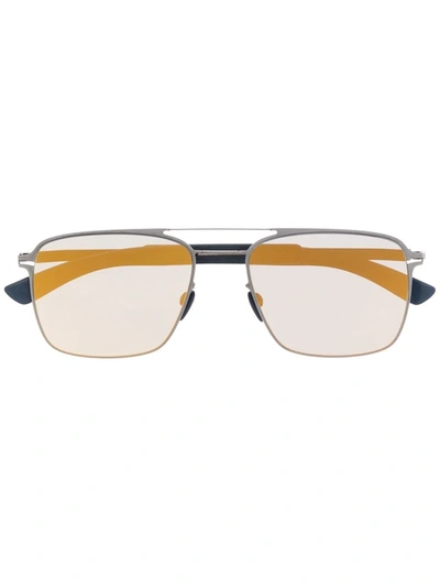 Mykita Rectangular-frame Metal Sunglasses In Blau