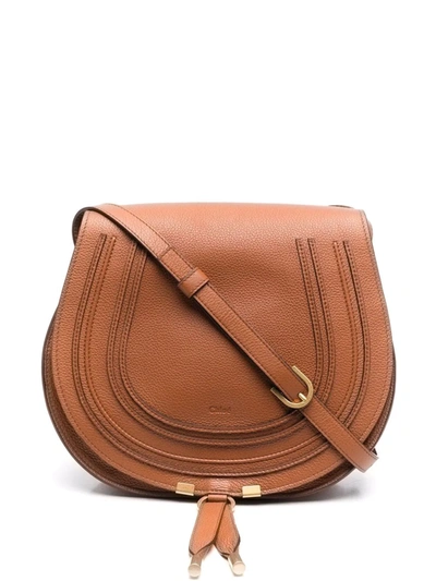 Chloé Marcie Medium Textured-leather Shoulder Bag In Grey