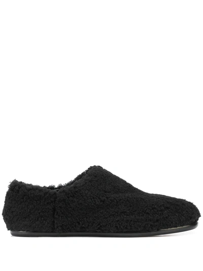 Maison Margiela Tabi Faux Shearling Babouche Loafers In Black