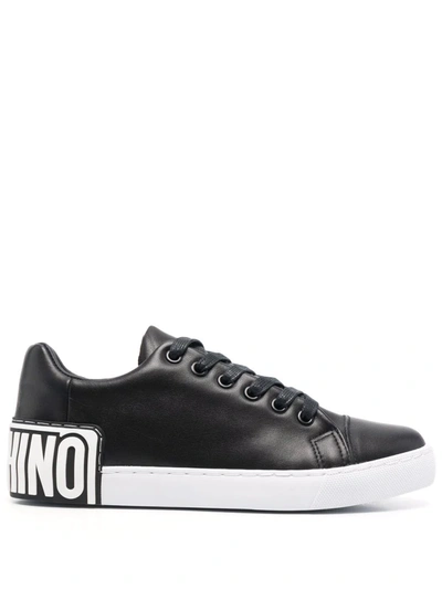 Moschino Logo Lettering Low-top Sneakers In Black