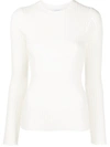 Anine Bing Cecilia Long-sleeve Ribbed-knit Top In Ivory