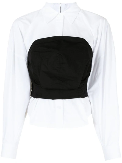 Pushbutton Bandeau-layered Shirt In Weiss