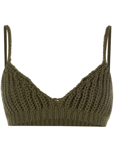 Alanui Pucon Ribbed Knit Bra In Green