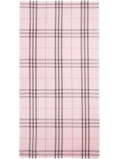 Burberry Lightweight Monogram Silk-blend Scarf In Alabaster Pink
