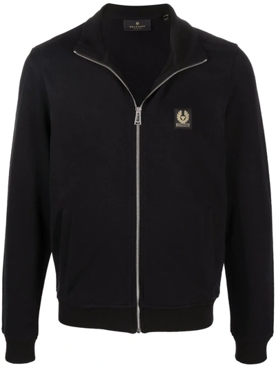 Belstaff Logo-patch Zipped Cotton-jersey Track Jacket In Black