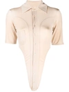 Ninamounah Bipeds Body Blouse Short Sleeve Champagne In Nude