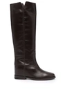 Via Roma 15 Cut-out Leather Boots In Braun