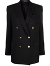 Tagliatore Fitted Double-breasted Button Blazer In Black