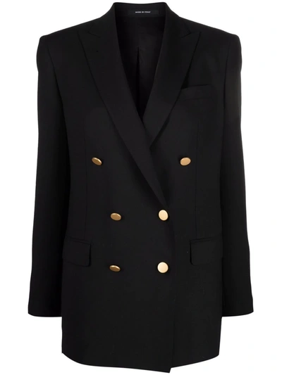 Tagliatore Double-breasted Cashmere Blazer In Black