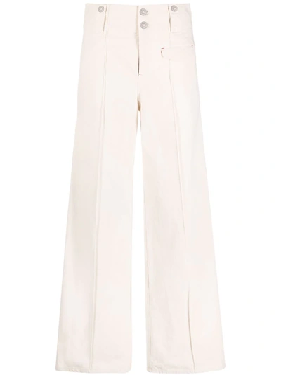 Isabel Marant Dilirok Pinch-seam Straight-leg Pants In Ecru