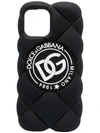 Dolce & Gabbana Dg Logo Quilted Iphone 12 Pro Case In Schwarz