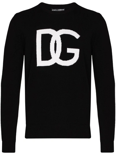 Dolce & Gabbana Dg Logo Crew-neck Jumper In Schwarz