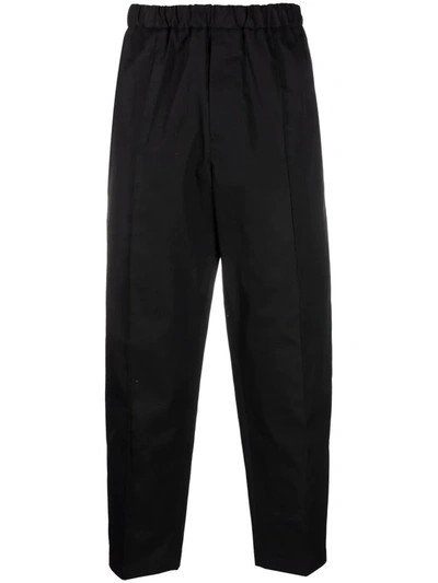 Jil Sander Wool Trousers With Elastic Waistband And Pockets In Black