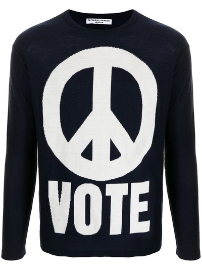 Katharine Hamnett Peace Print Jumper In Blau