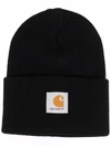 Carhartt Logo Patch Beanie In Schwarz