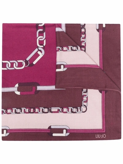 Liu •jo Chain-print Panelled Scarf In Violett