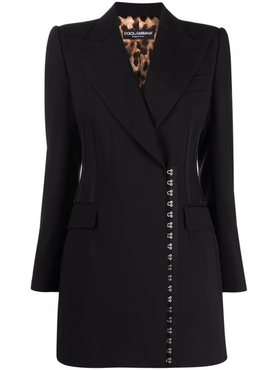 Dolce & Gabbana Side-fastening Virgin Wool Coat In Schwarz