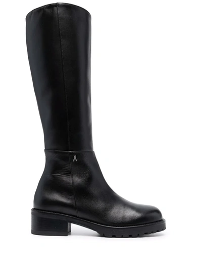 Patrizia Pepe Chunky Leather Boots In Schwarz