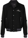 Amiri Twill Wool Bones Bomber Jacket With Patches In Schwarz