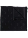 Emporio Armani Allover Logo Wool Scarf In Schwarz