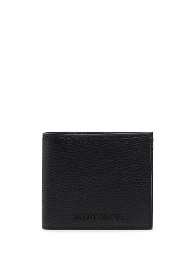 Emporio Armani Embossed Logo Billfold Wallet In Schwarz