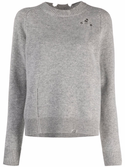 Maison Margiela Distressed Side-slit Jumper In Grau