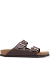 Birkenstock Arizona Soft Footbed Leather Sandal In Dark Brown