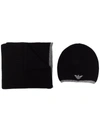 Emporio Armani Scarf And Hat Set Blue Polyamide Man In Schwarz