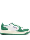 Autry White And Green Two-tone Leather Medalist Low Sneakers In Multi