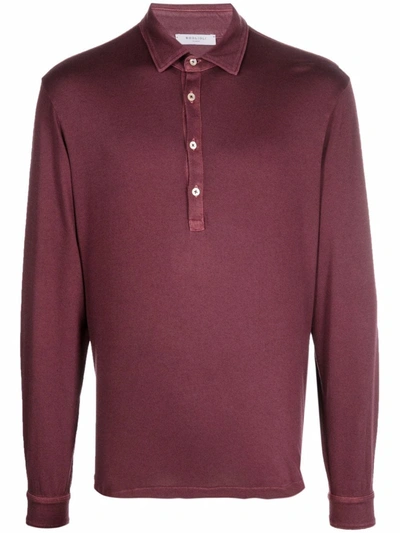 Boglioli Longsleeved Polo Shirt In Violett