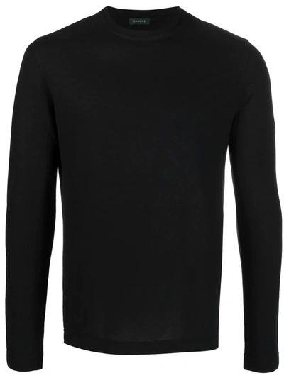 Zanone Round Neck Long-sleeved T-shirt In Green