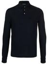 Zanone Long Sleeve Polo Shirt In Blue In Black