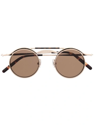 Matsuda Round-frame Gold-tone And Tortoiseshell Acetate Sunglasses In Brown