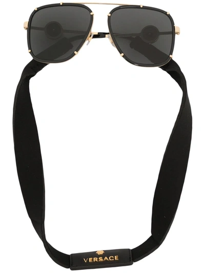 Versace Tinted Pilot-frame Sunglasses In Black