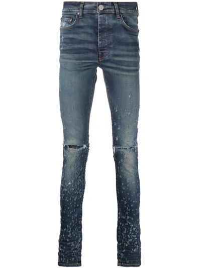 Amiri Shotgun Distressed Skinny Jeans In Blue