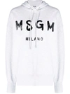 Msgm Logo-print Cotton Hoodie In Grau