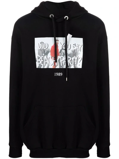 Throwback Graphic-print Cotton Hoodie In Schwarz