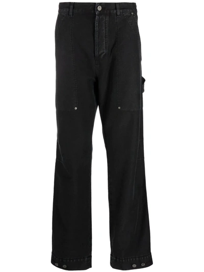 Palm Angels Logo-patch Straight-leg Trousers In Schwarz
