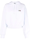 Msgm Logo-print Drawstring Hoodie In Weiss