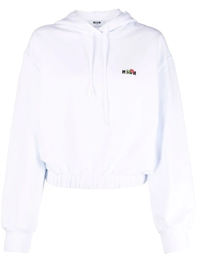 Msgm Logo Hoodie In White