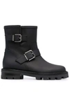 Jimmy Choo Youth Ii Buckled Shearling-lined Leather Ankle Boots In Schwarz